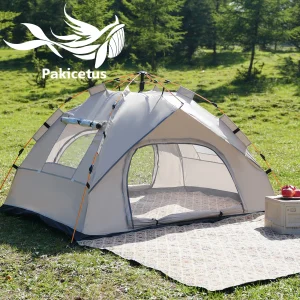 Small Silver Compact Auto-Tent 3-4 People, All-Weather
