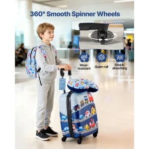 SucceBuy Kids Luggage Set with Backpack & Pillow.