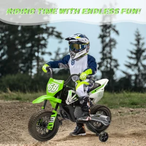12v Kids Electric Dirt Bike with Training Wheels 3Mph Max Speed
