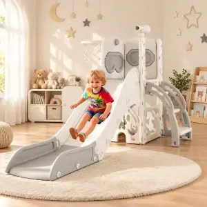 7 in 1 Toddler Slide Playset L-Shaped Indoor & Outdoor Playground for Kids Ages 1-3